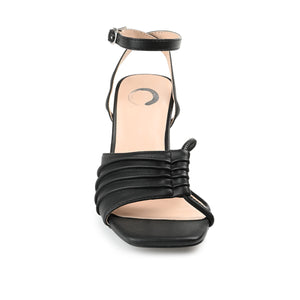 SHILLO STRAPPY BLOCK HEELS IN FAUX LEATHER