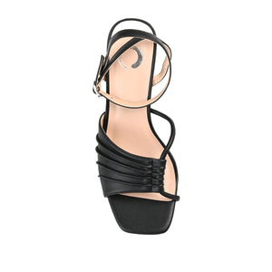 SHILLO STRAPPY BLOCK HEELS IN VEGAN LEATHER - Black