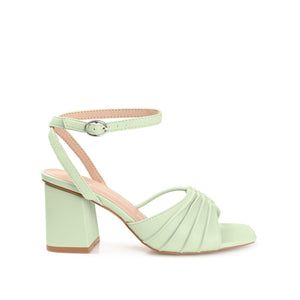 SHILLO STRAPPY BLOCK HEELS IN VEGAN LEATHER - Green