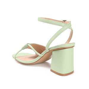 SHILLO STRAPPY BLOCK HEELS IN VEGAN LEATHER - Green