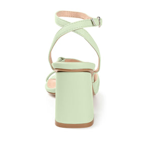 SHILLO STRAPPY BLOCK HEELS IN VEGAN LEATHER - Green