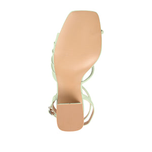 SHILLO STRAPPY BLOCK HEELS IN VEGAN LEATHER - Green