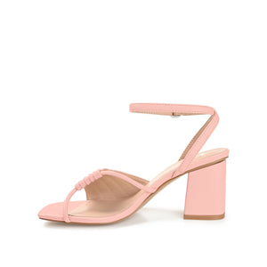 SHILLO STRAPPY BLOCK HEELS IN VEGAN LEATHER - Rose