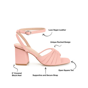 SHILLO STRAPPY BLOCK HEELS IN VEGAN LEATHER - Rose