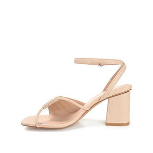 SHILLO STRAPPY BLOCK HEELS IN VEGAN LEATHER - Taupe