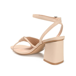 SHILLO STRAPPY BLOCK HEELS IN VEGAN LEATHER - Taupe