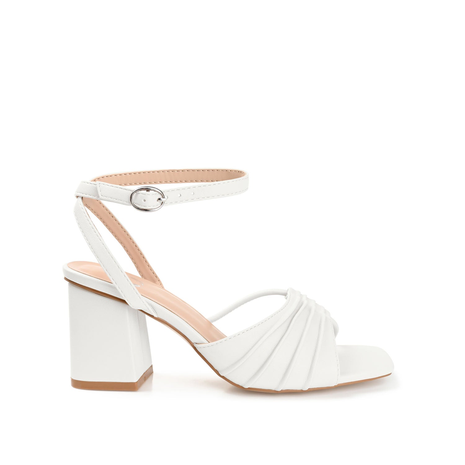 SHILLO STRAPPY BLOCK HEELS IN VEGAN LEATHER - White