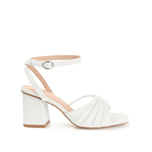 SHILLO STRAPPY BLOCK HEELS IN VEGAN LEATHER - White