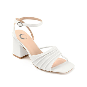 SHILLO STRAPPY BLOCK HEELS IN VEGAN LEATHER - White