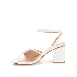 SHILLO STRAPPY BLOCK HEELS IN VEGAN LEATHER - White