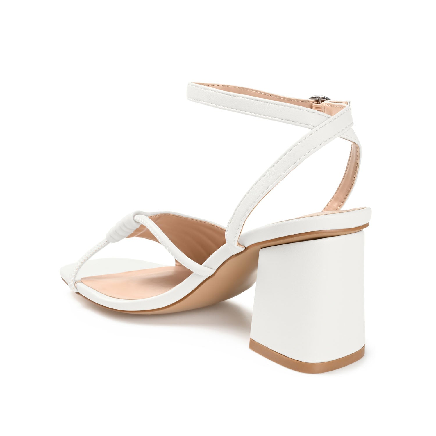 SHILLO STRAPPY BLOCK HEELS IN VEGAN LEATHER - White