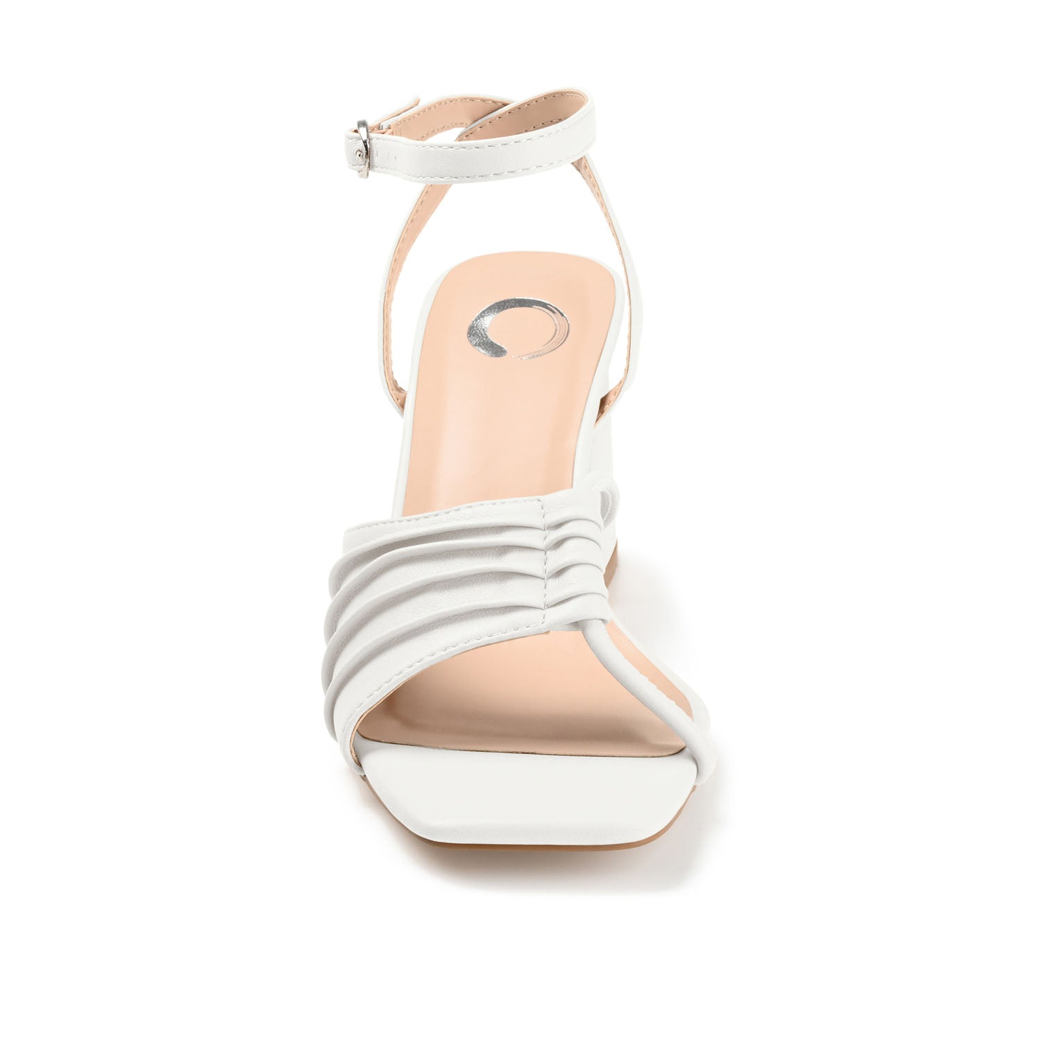 SHILLO STRAPPY BLOCK HEELS IN VEGAN LEATHER - White