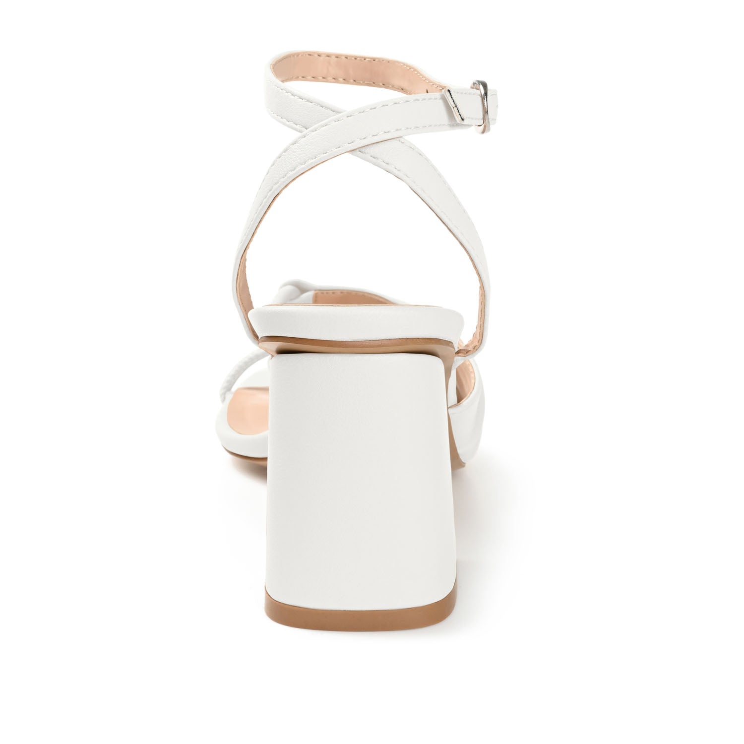 SHILLO STRAPPY BLOCK HEELS IN VEGAN LEATHER - White