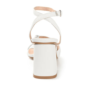 SHILLO STRAPPY BLOCK HEELS IN VEGAN LEATHER - White