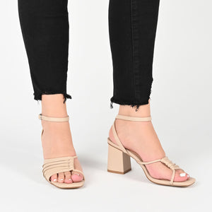 SHILLO STRAPPY BLOCK HEELS IN VEGAN LEATHER - Rose