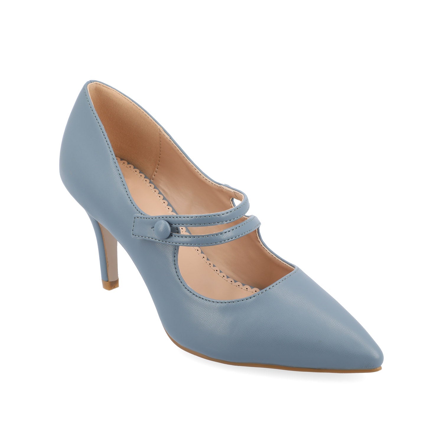 SIDNEY STILETTO PUMP HEELS IN VEGAN LEATHER - Blue