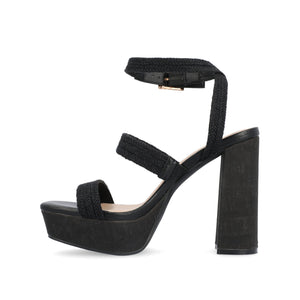 SIENNE HEELED SANDALS IN ROPE - Black