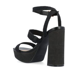 SIENNE HEELED SANDALS IN ROPE - Black