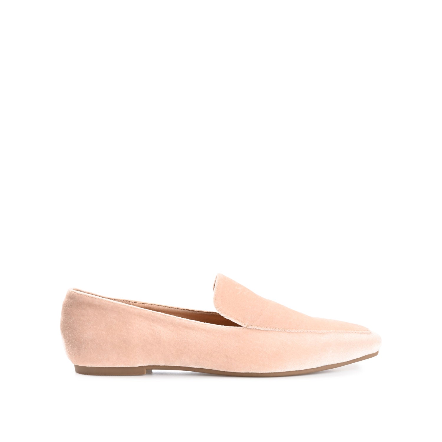 SILAS SQUARE TOE LOAFER IN VELVET - Nude