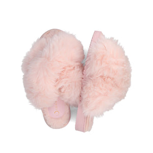 SKYLAH SLIPPERS IN FAUX FUR - Pink Faux Fur