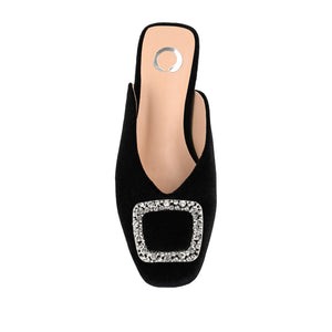 SONNIA DRESSY MULE FLATS IN VELVET - Black