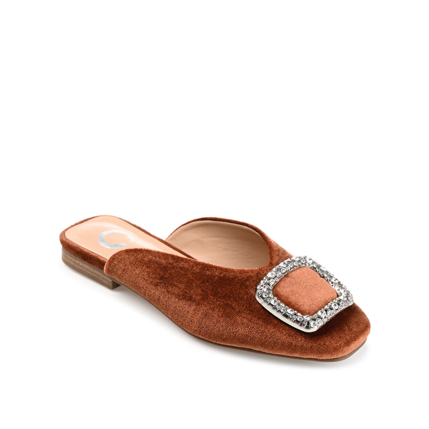 (取寄) ジュルネ コレクション レディース サニー Journee Collection women Sonny Cognac SONNIA DRESSY MULE FLATS IN VELVET - Brown