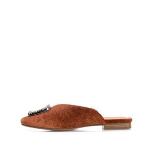 SONNIA DRESSY MULE FLATS IN VELVET - Brown