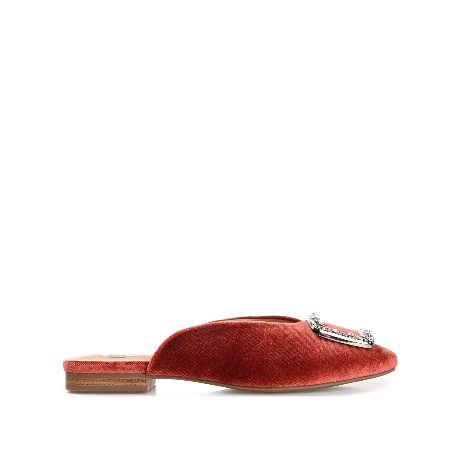 SONNIA DRESSY MULE FLATS IN VELVET - Rust