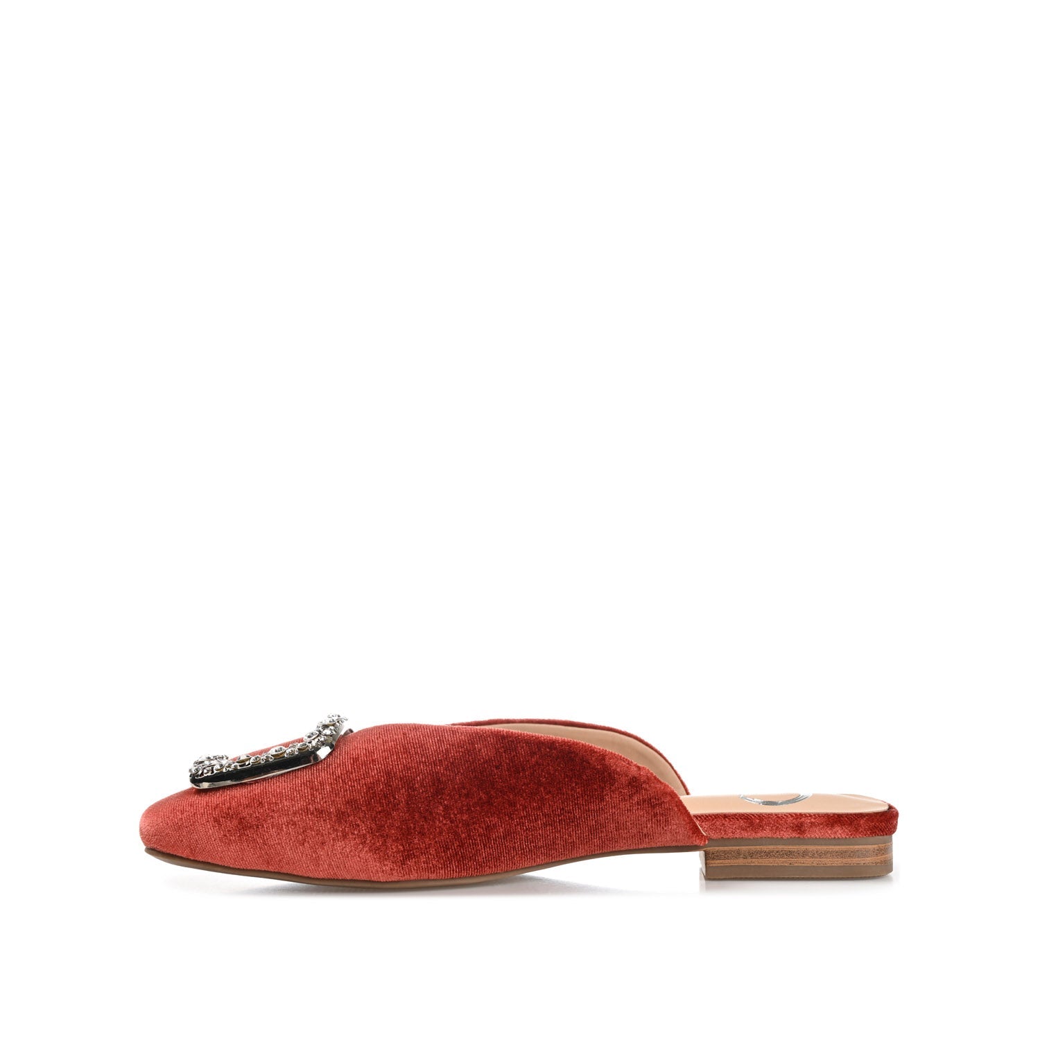 SONNIA DRESSY MULE FLATS IN VELVET - Rust