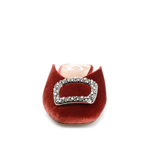 SONNIA DRESSY MULE FLATS IN VELVET - Rust