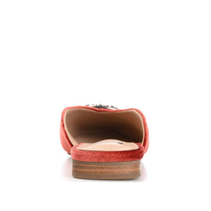 SONNIA DRESSY MULE FLATS IN VELVET - Rust