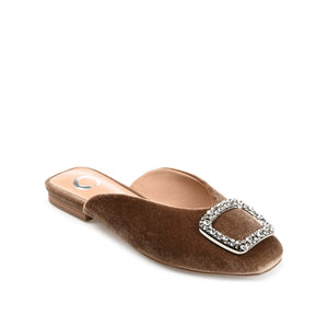 SONNIA DRESSY MULE FLATS IN VELVET - Taupe