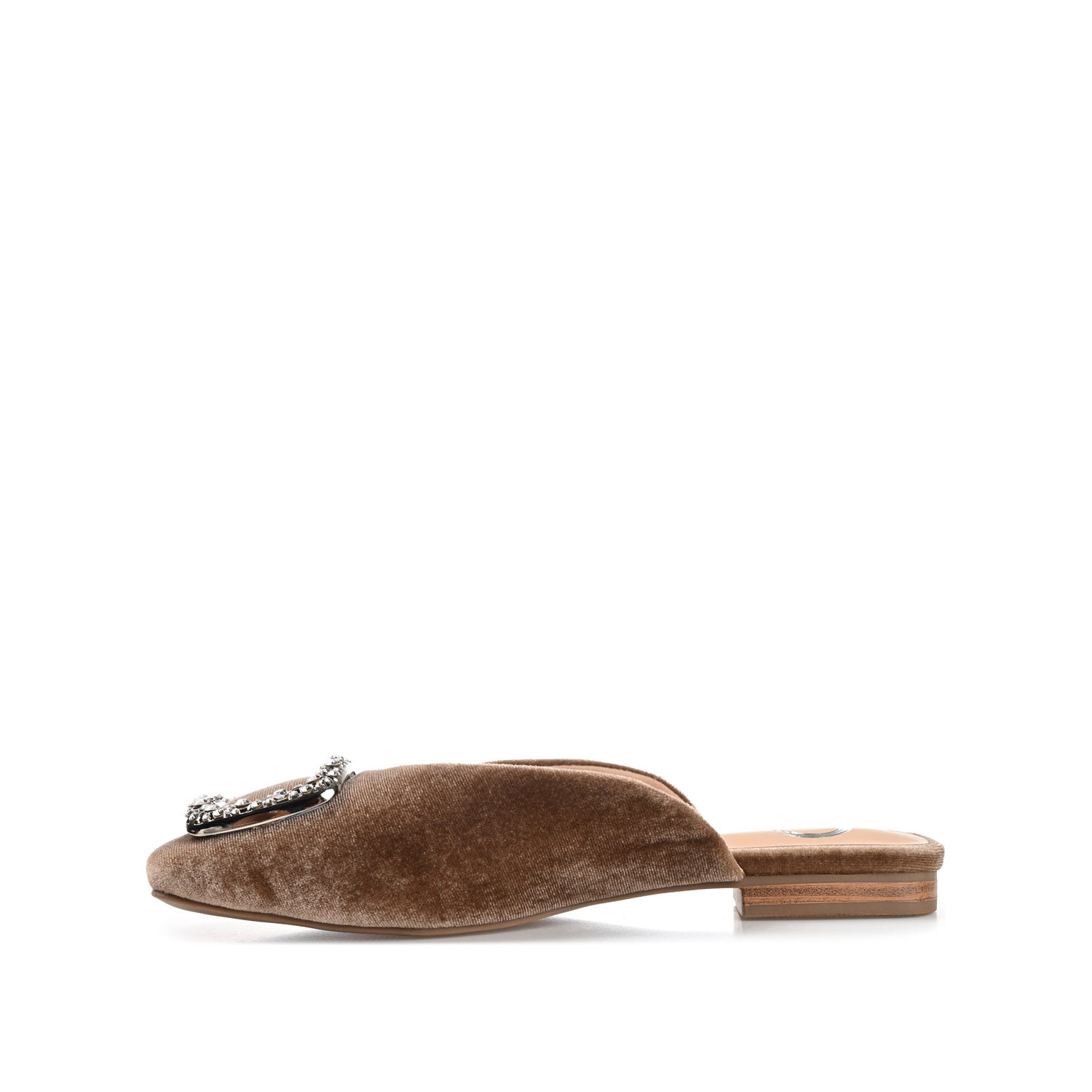 SONNIA DRESSY MULE FLATS IN VELVET - Taupe