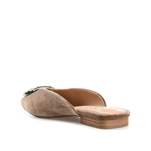 SONNIA DRESSY MULE FLATS IN VELVET - Taupe