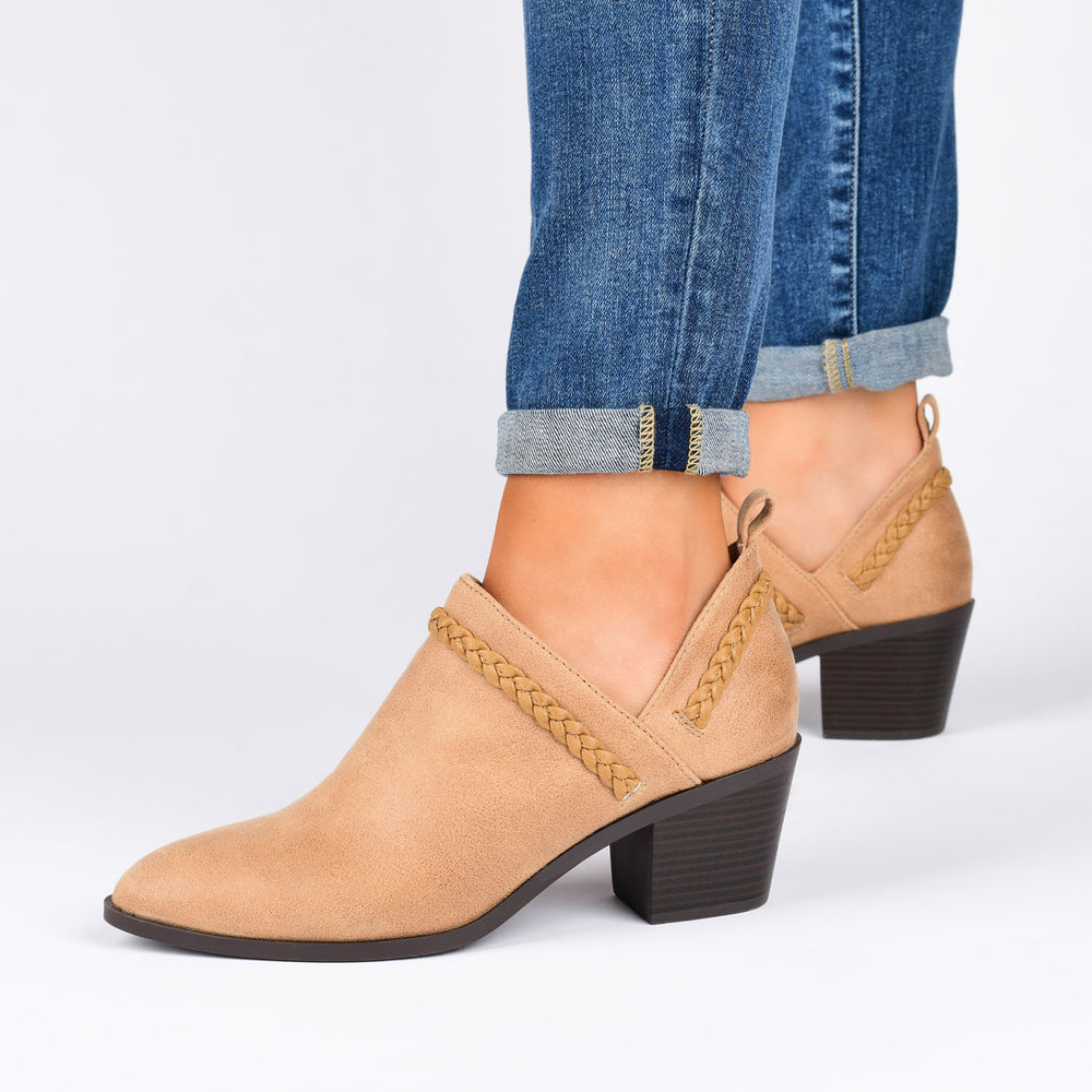 SOPHIE BLOCK HEELED BOOTIES IN FAUX LEATHER