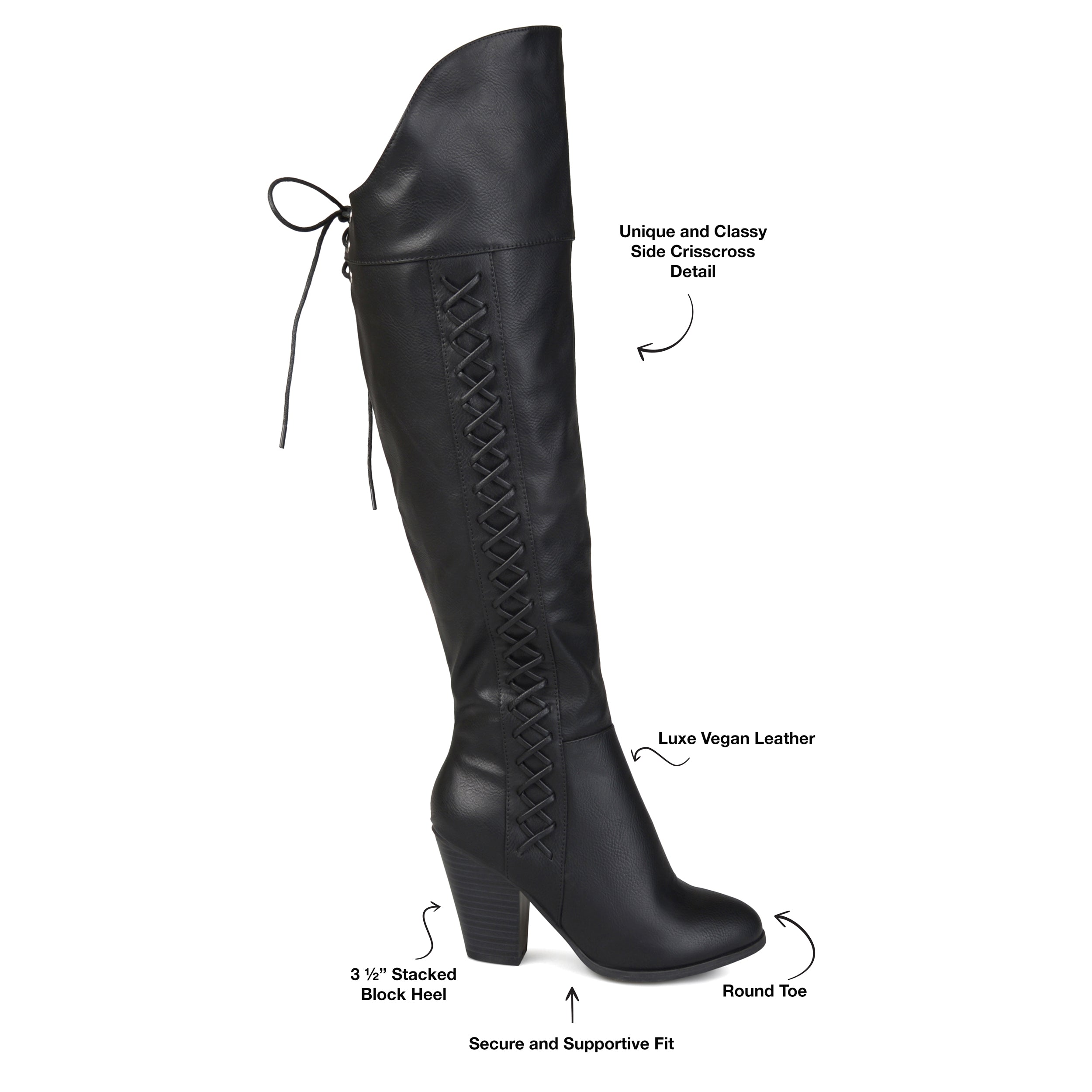Spritz-P Wide Calf Boots, Faux Leather Boots