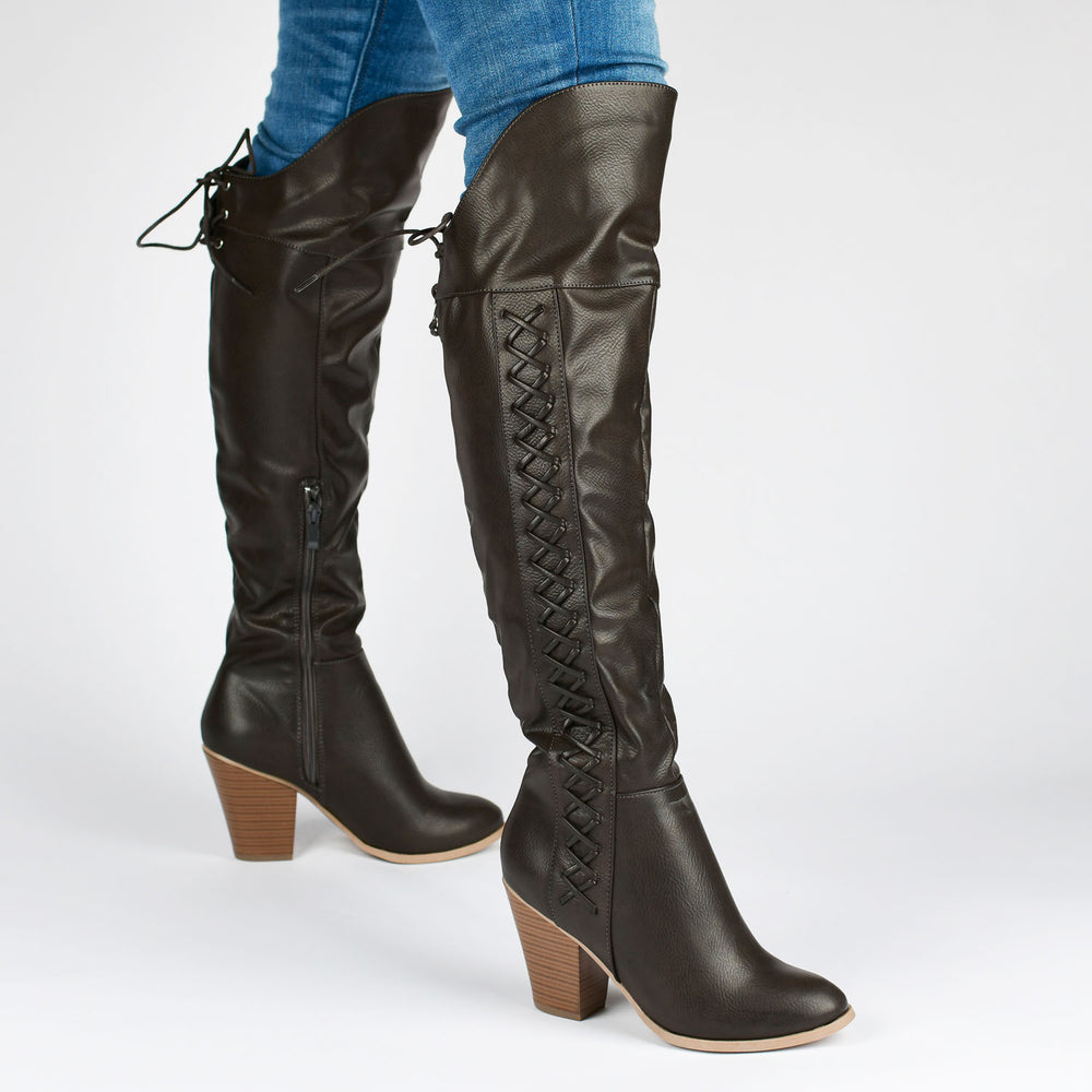 SPRITZ THIGH-HIGH BOOTS IN FAUX LEATHER