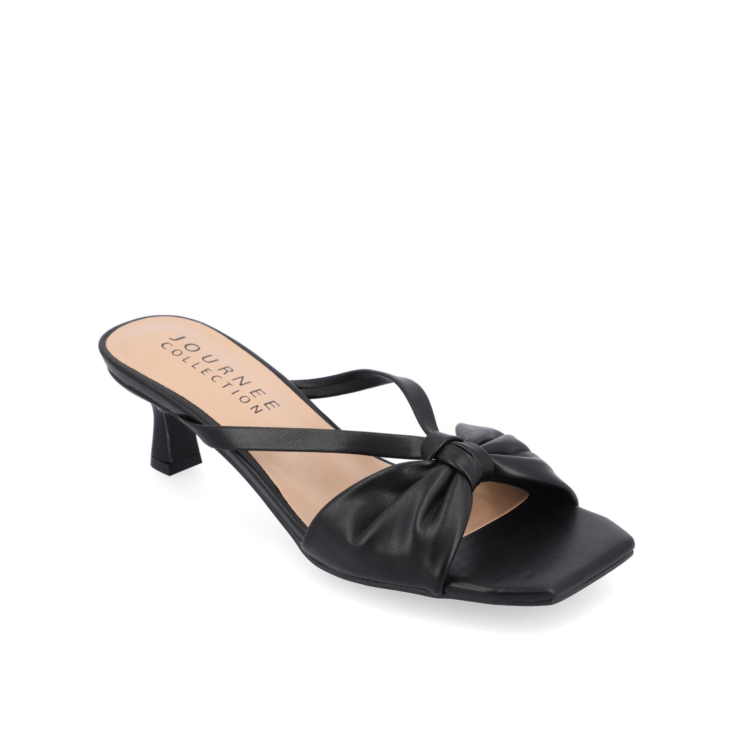 STARLING VEGAN LEATHER KITTEN HEELS IN WIDE - Solid Black