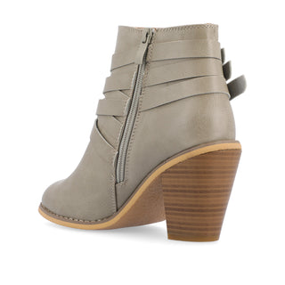 STRAP HEELED BOOTIES IN FAUX LEATHER