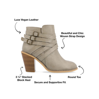 STRAP HEELED BOOTIES IN FAUX LEATHER