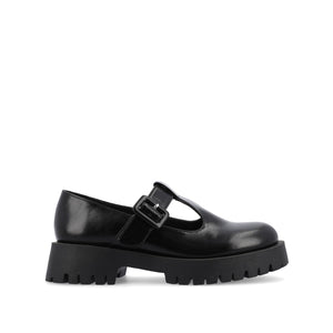 SUVI MARY JANE FLATS IN VEGAN LEATHER - Black