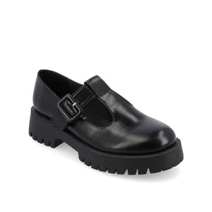 SUVI MARY JANE FLATS IN VEGAN LEATHER - Black