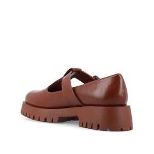 SUVI MARY JANE FLATS IN VEGAN LEATHER - Brown