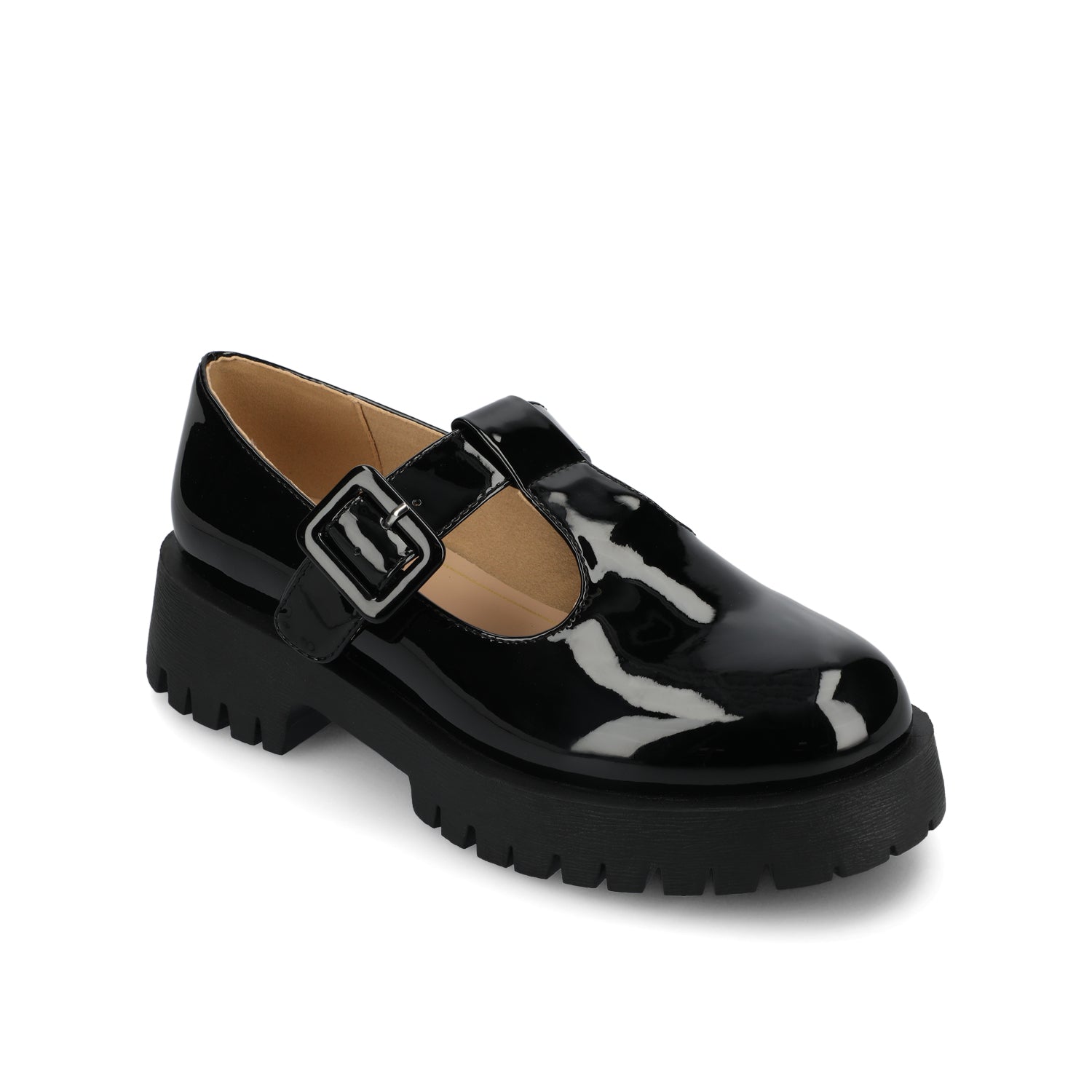 SUVI MARY JANE FLATS IN VEGAN LEATHER - Black Patent