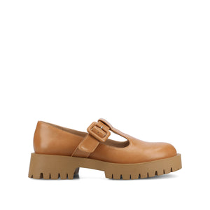 SUVI MARY JANE FLATS IN VEGAN LEATHER - Tan