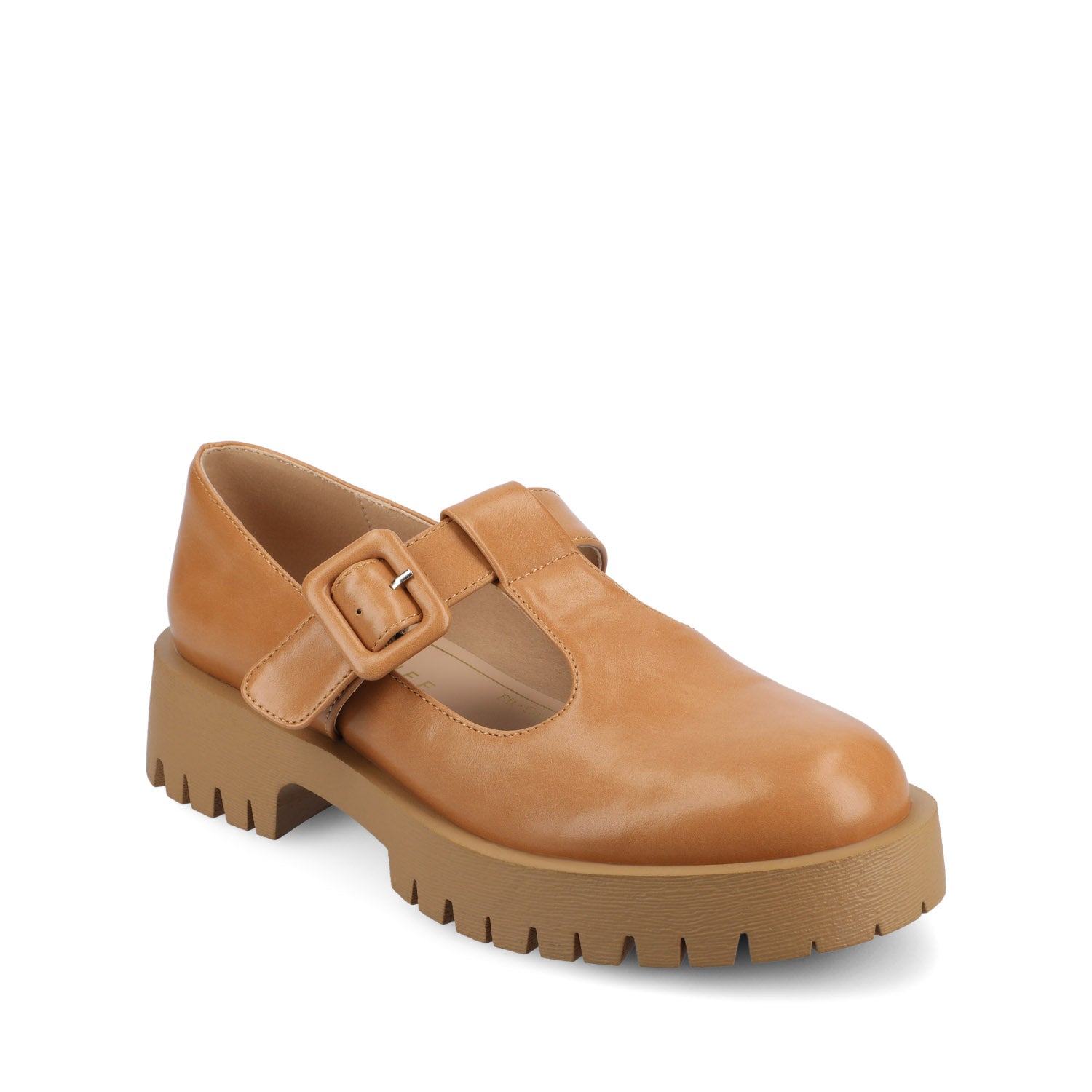SUVI MARY JANE FLATS IN VEGAN LEATHER - Tan