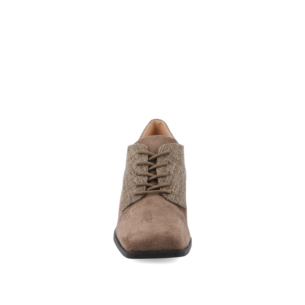 SYLVAN BLOCK HEEL OXFORD LOAFERS IN LINEN