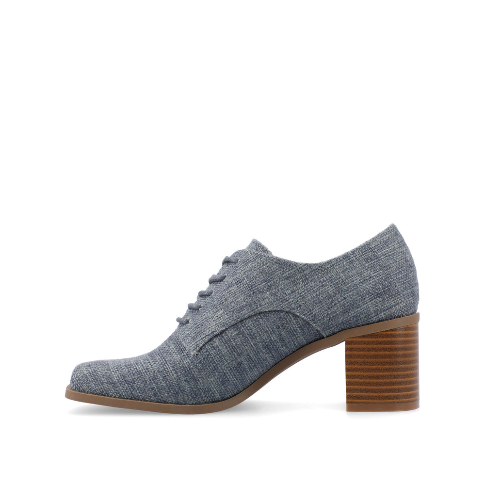 SYLVAN BLOCK HEEL OXFORD LOAFERS IN LINEN