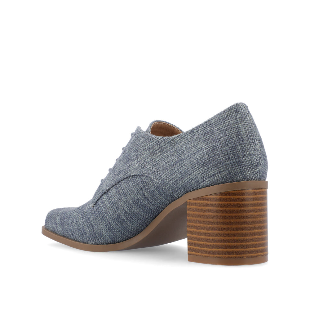 SYLVAN BLOCK HEEL OXFORD LOAFERS IN LINEN