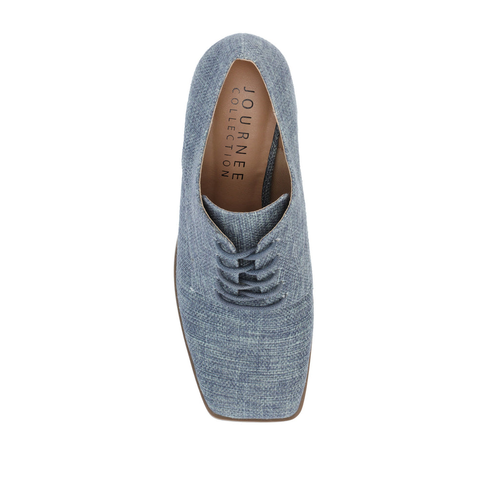 SYLVAN BLOCK HEEL OXFORD LOAFERS IN LINEN